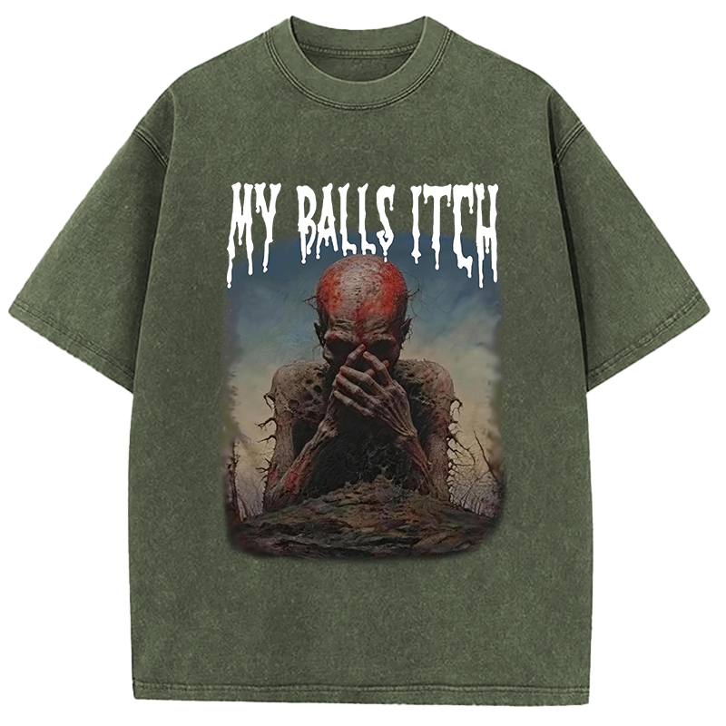 Tokyocanvas My Balls Inch Thinking Skeleton Washed T-Shirt