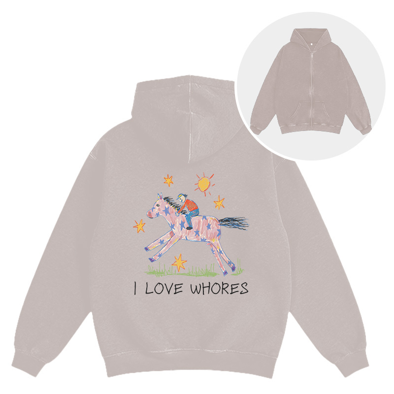 Tokyocanvas I Love Whores Washed Zip Hoodie