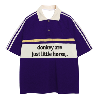 Tokyocanvas Donkey Are Jsut Little Horse Polo Embroidered T-Shirt