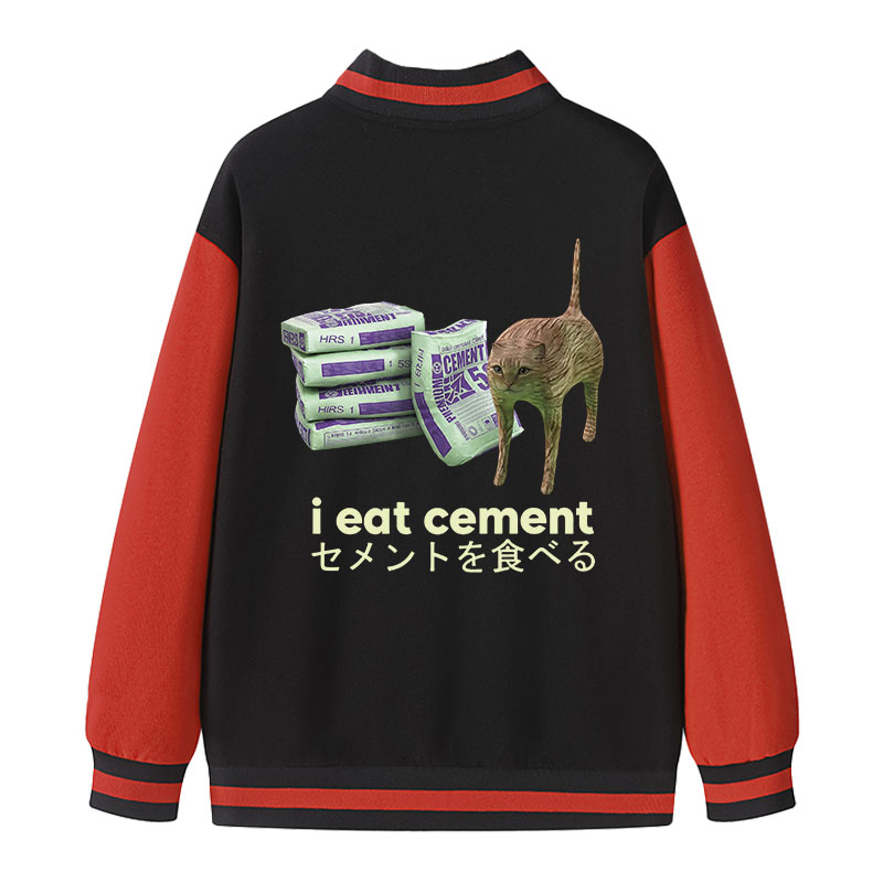 Tokyocanvas Funny Internet Cement Cat Varsity Jacket