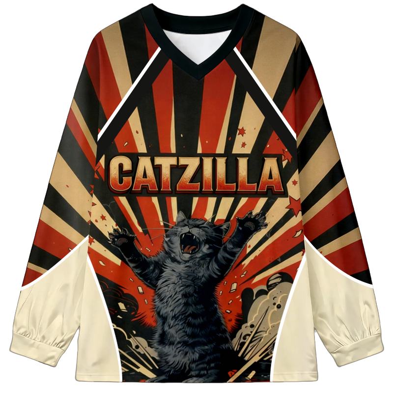 Tokyocanvas Catzilla Long Sleeve Graphic Print T-Shirt