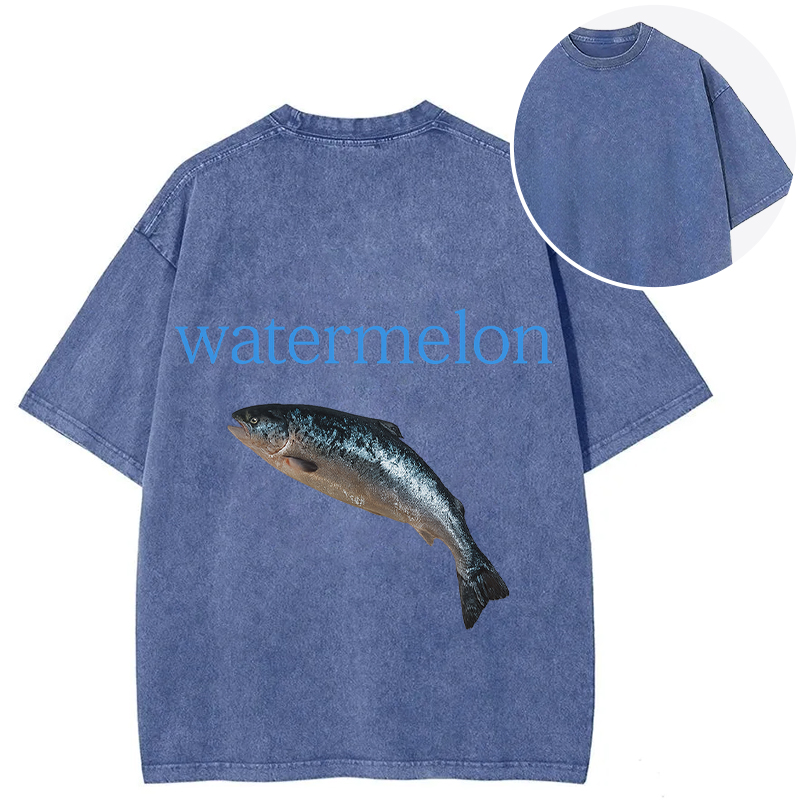 Tokyocanvas Watermelon Fish Back Washed T-Shirt