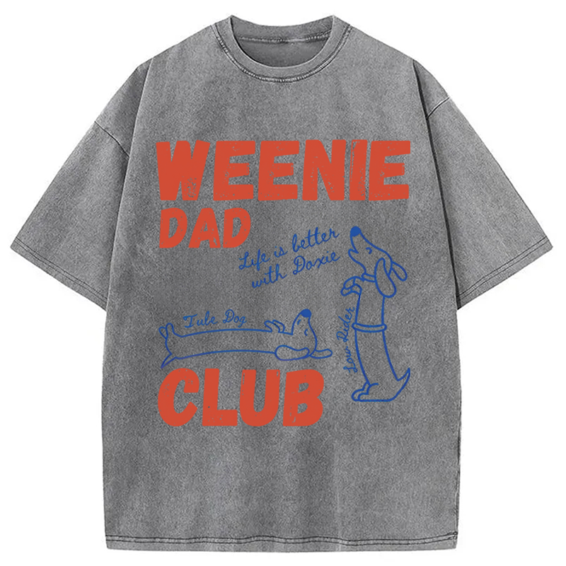 Tokyocanvas Dachshund Dad Club Meme Washed T-Shirt
