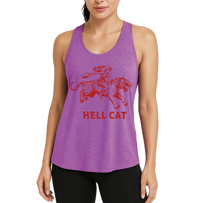 Tokyocanvas Retro Cowgirl Hell Cat Fitness Tank