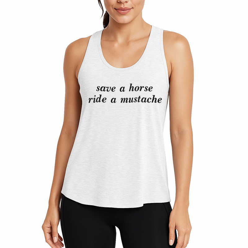 Tokyocanvas Save A Horse Ride A Mustache Fitness Tank