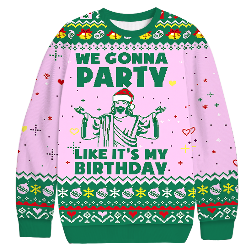 Tokyocanvas Jesus We Coona Party Christmas Ugly Sweatshirt