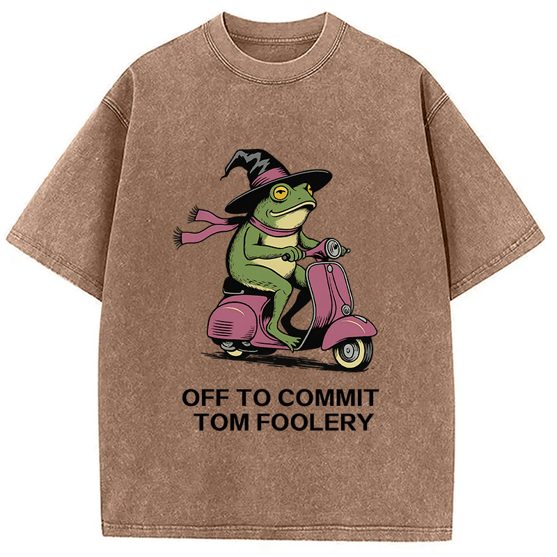 Tokyocanvas Off to Commit Tom Foolery Frog Washed T-Shirt