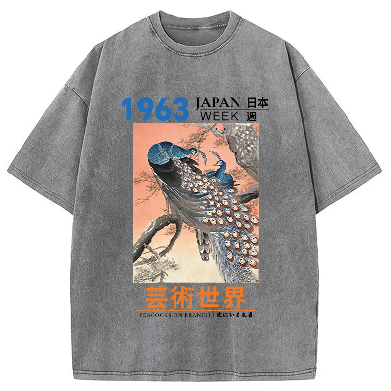 Tokyocanvas Peacocks on Branch Washed T-Shirt