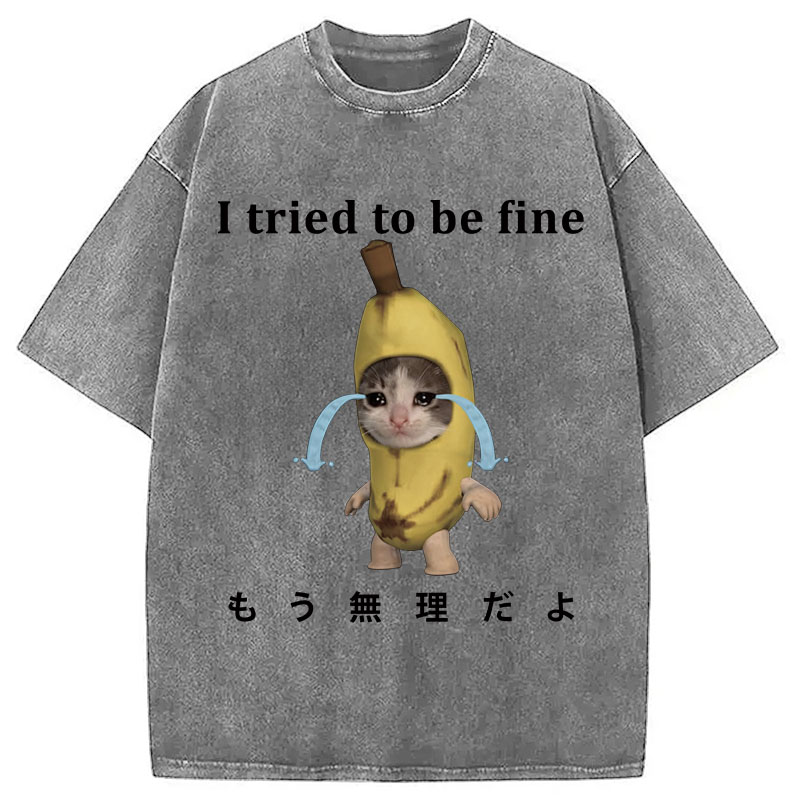 Tokyocanvas Crying Banana Cat Washed T-Shirt