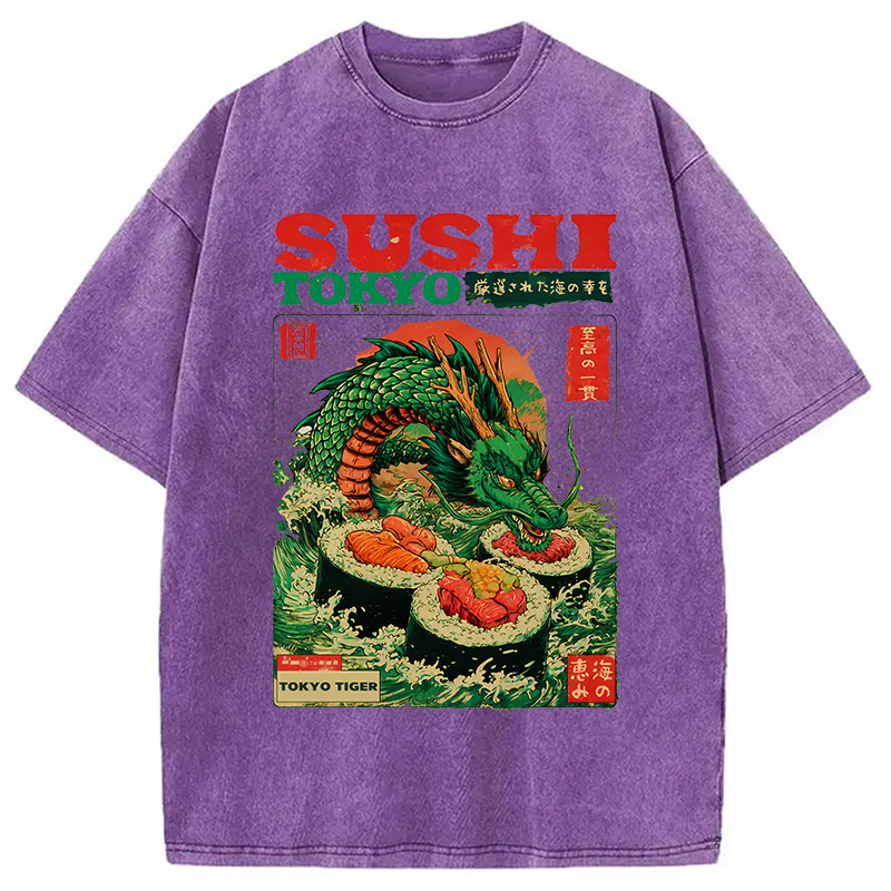 Tokyocanvas Ocean Dragon Sushi Washed T-Shirt