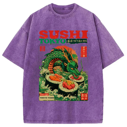 Tokyocanvas Ocean Dragon Sushi Washed T-Shirt