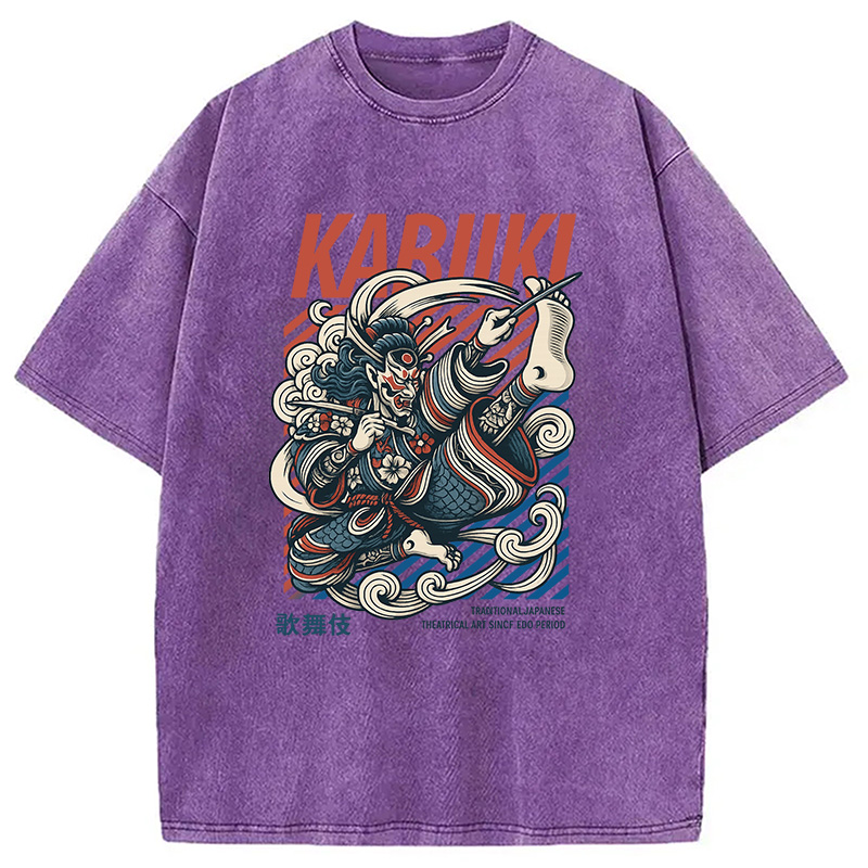 Tokyocanvas Kabuki Japanese Art Washed T-Shirt