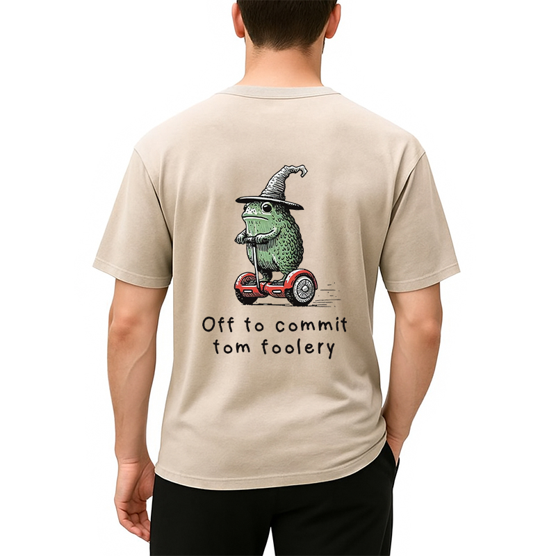 Tokyocanvas Frog Riding A Balance Scooter Back Washed T-Shirt