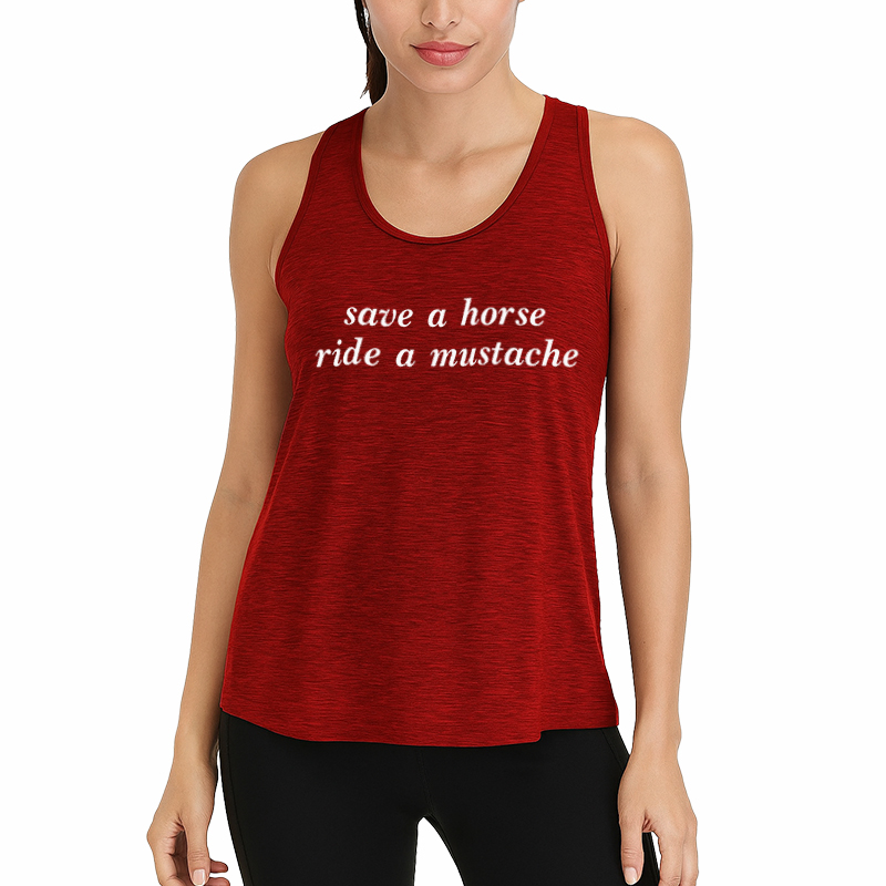 Tokyocanvas Save A Horse Ride A Mustache Fitness Tank