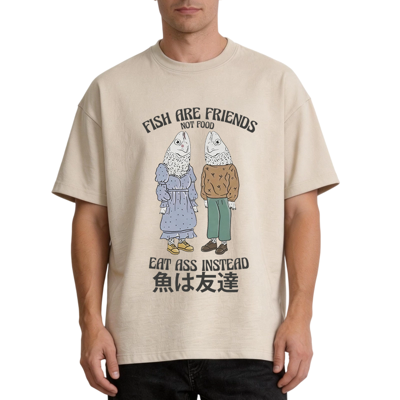Tokyocanvas Fish Are Friends Not Food Washed T-Shirt