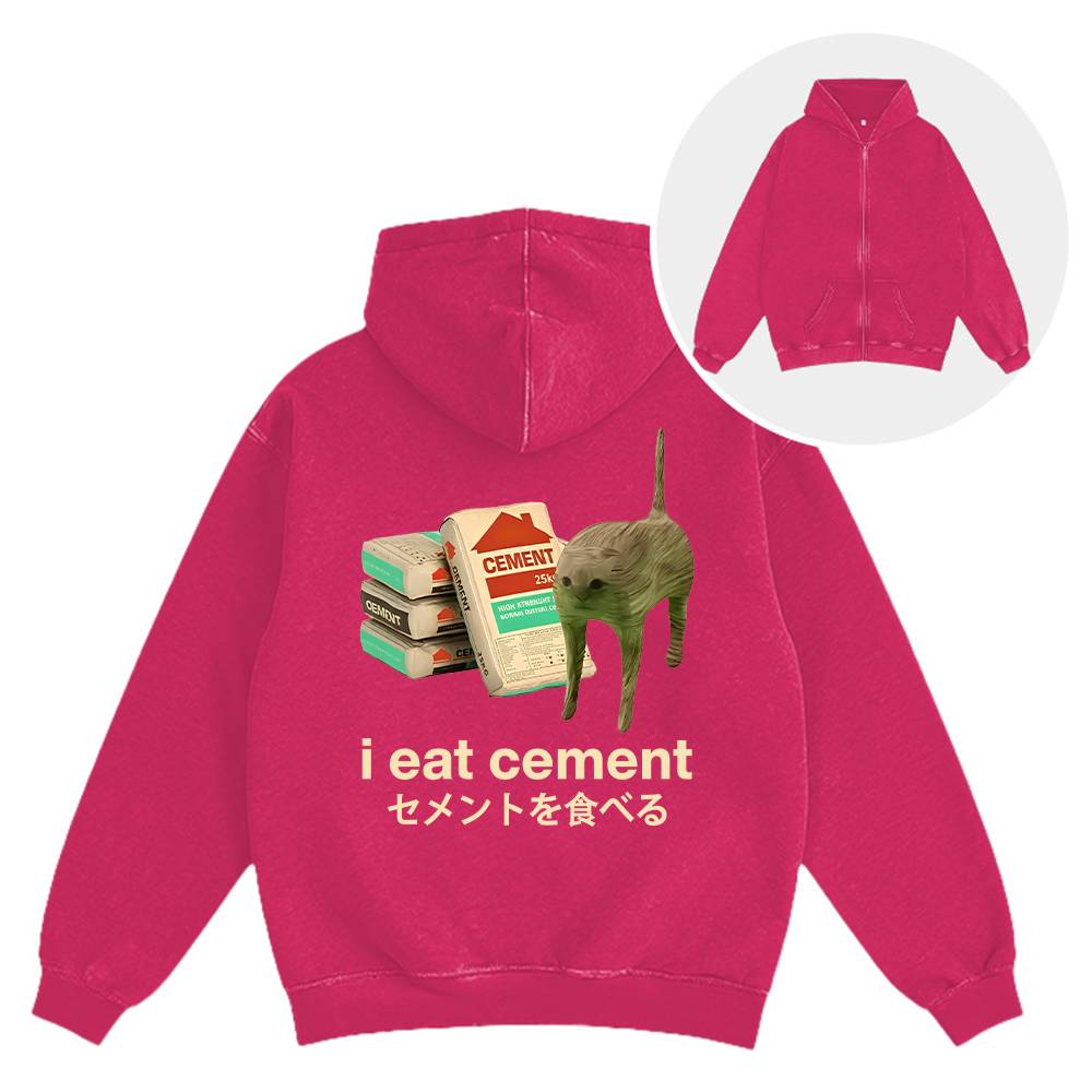 Tokyocanvas I Eat Cement Washed Zip Hoodie