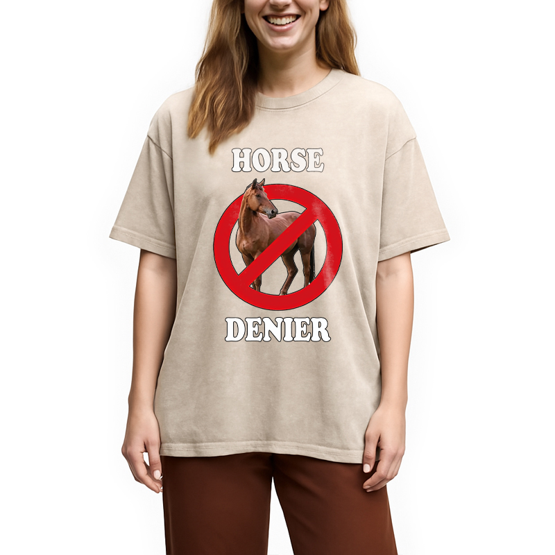 Tokyocanvas Horse Denier Meme Washed T-Shirt