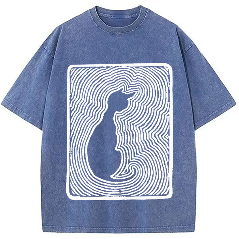 Tokyocanvas Black 18th Century Cat Art Washed T-Shirt