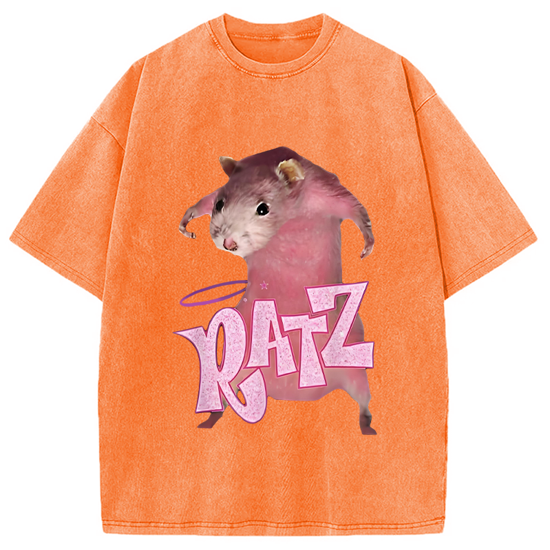 Tokyocanvas Funny Ratt Pink RATZ Washed T-Shirt
