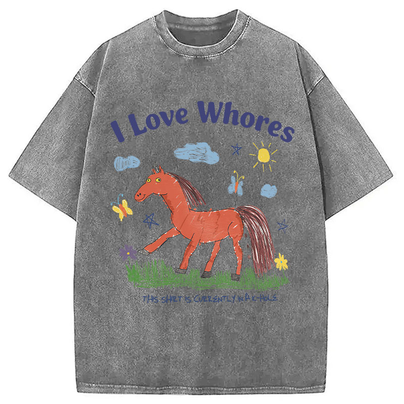 Tokyocanvas I Love Whores Meme Washed T-Shirt