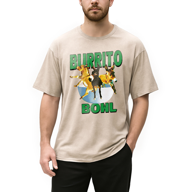 Tokyocanvas Burrito Bowl Donkey Funny Meme Washed T-Shirt