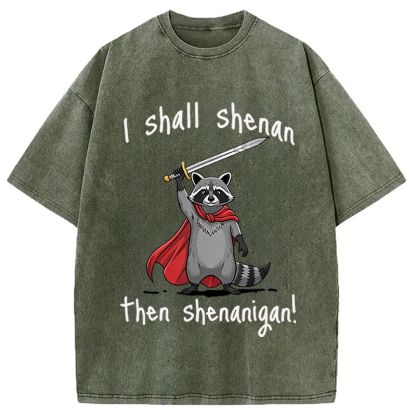 Tokyocanvas I Shall Shenan Cute Raccoon Meme Washed T-Shirt