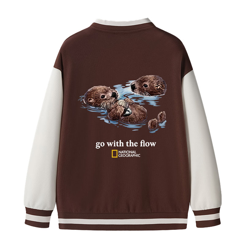 Tokyocanvas Go With The Flow Otters Varsity Jacket