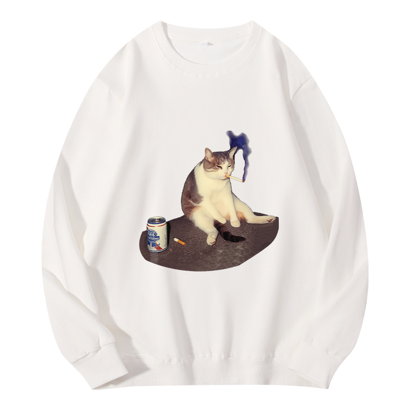 Tokyocanvas Cat Smoking Meme Classic Sweatshirt