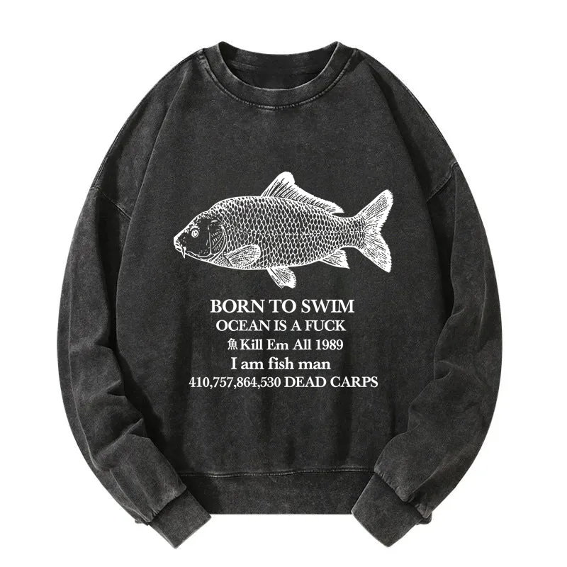 Tokyocanvas Born To Swim Washed Sweatshirt