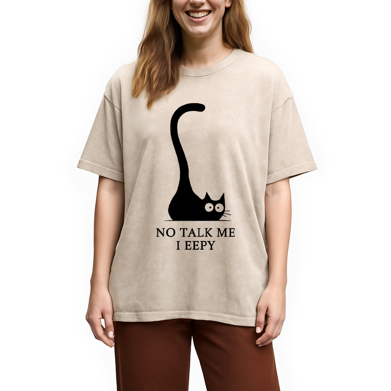Tokyocanvas Cat Who Doesn't Want To Talk Washed T-Shirt