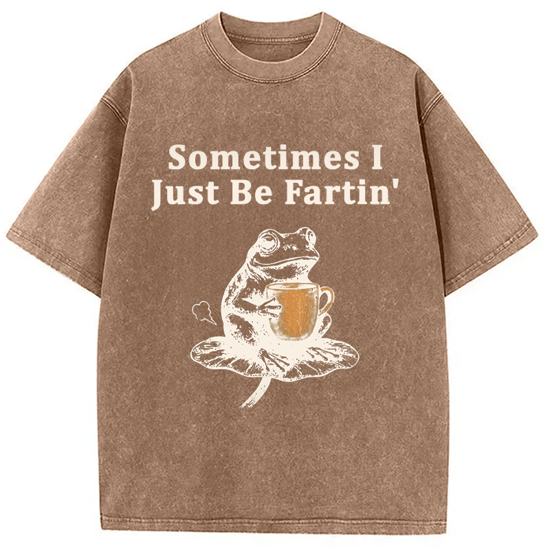 Tokyocanvas Sometimes I Just Be Fartin Funny Frog Washed T-Shirt