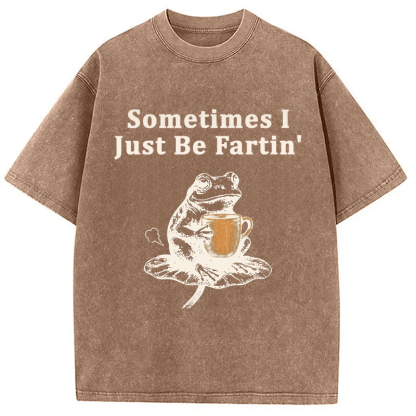 Tokyocanvas Sometimes I Just Be Fartin Funny Frog Washed T-Shirt