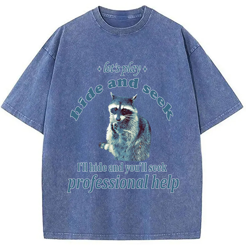 Tokyocanvas Let's Play Hide and Seek Raccoon Washed T-Shirt