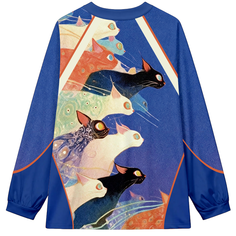 Tokyocanvas Colorful Ukiyo-e Cats Long Sleeve Graphic Print T-Shirt