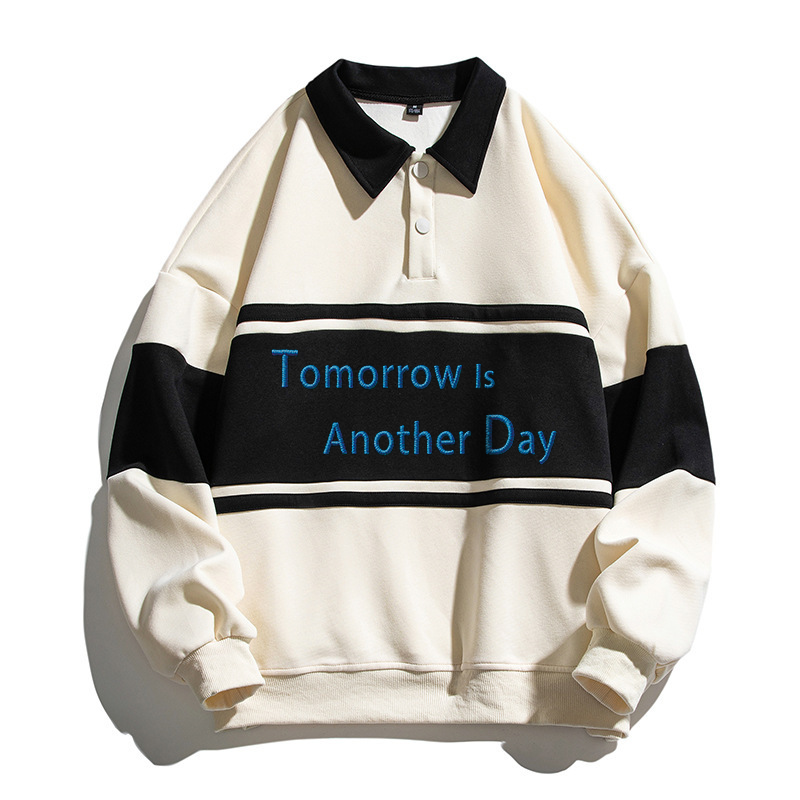 Tokyocanvas Tomorrow Is Another Day Polo Embroidered Sweatshirt