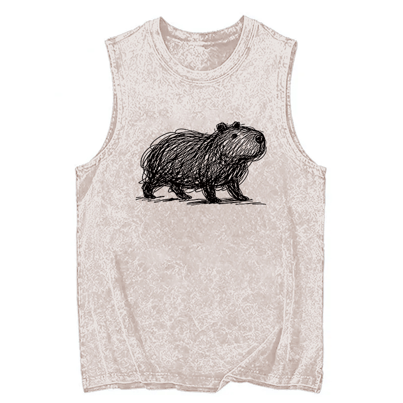 Tokyocanvas Minimalist Capybara Washed Tank