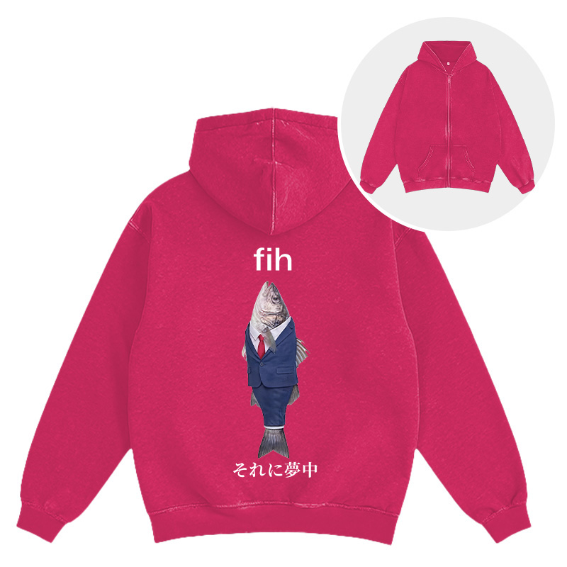 Tokyocanvas Stupid Fih Washed Zip Hoodie