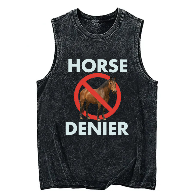 Tokyocanvas Funny Horse Denier Conspiracy Theory Washed Tank