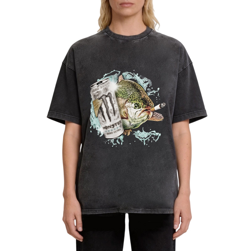 Tokyocanvas Trout With Cigarette Washed T-Shirt