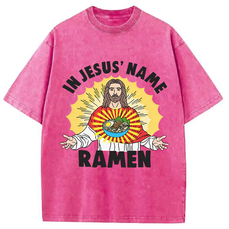 Tokyocanvas In Jesus' Name Ramen Washed T-Shirt