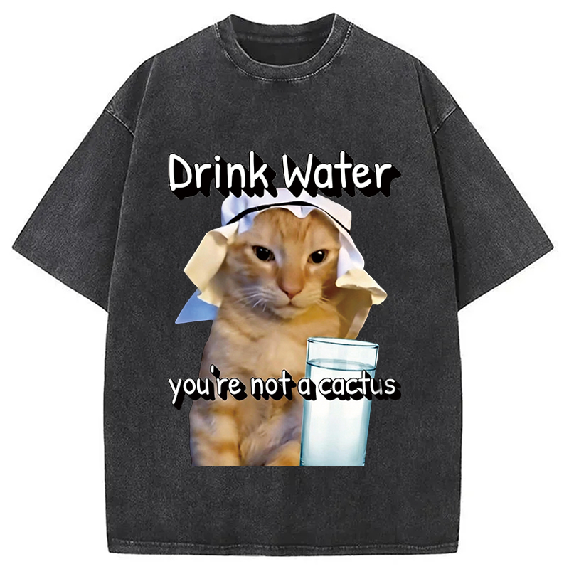 Tokyocanvas Drink Water Washed T-Shirt