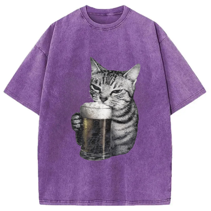 Tokyocanvas Cheers With The Cat Washed T-Shirt