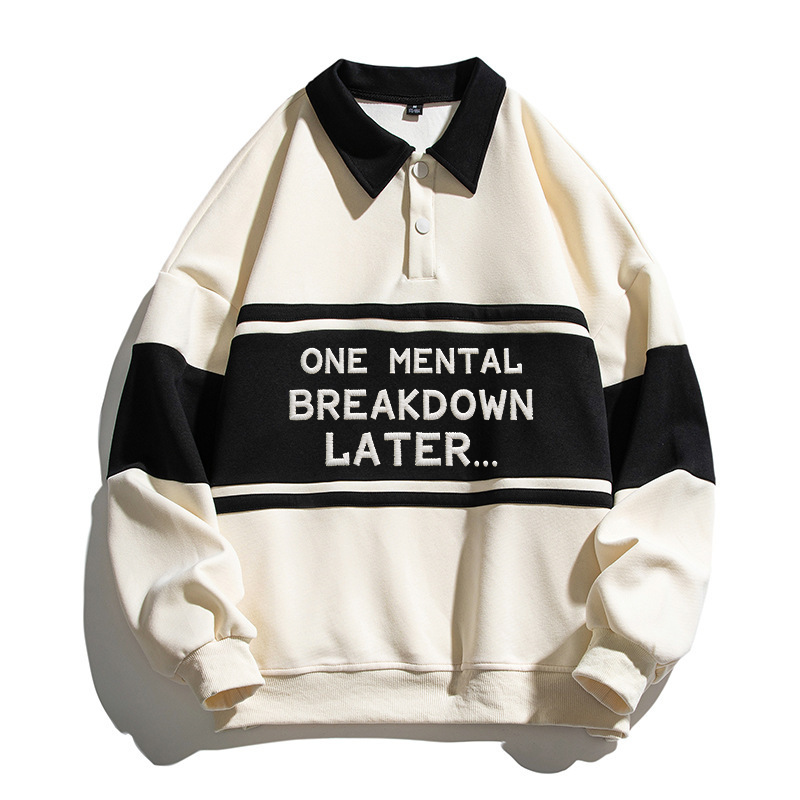 Tokyocanvas One Mental Breakdown Later Polo Embroidered Sweatshirt