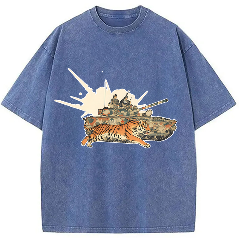 Tokyocanvas Tiger and Chariot Washed T-Shirt