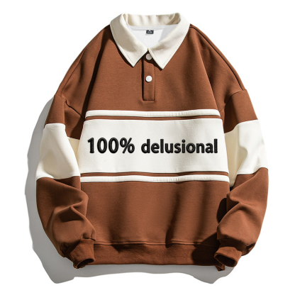 Tokyocanvas 100% Delusional Polo Embroidered Sweatshirt