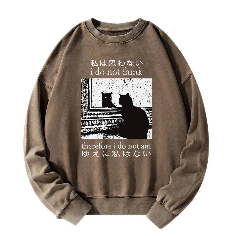 Tokyocanvas Thinking Cat Washed Sweatshirt
