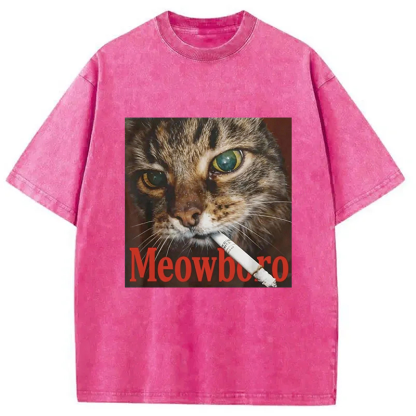 Tokyocanvas Funny Smoking Cat Meme Washed T-Shirt
