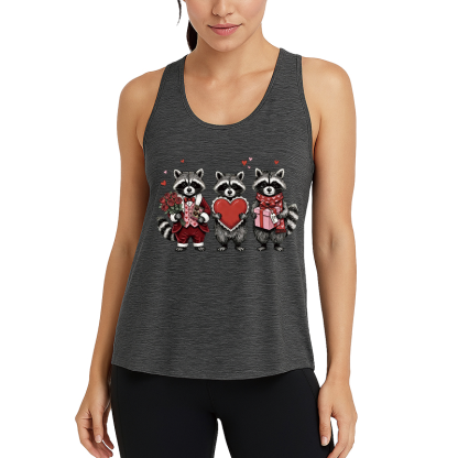 Tokyocanvas Valentines Raccoon Fitness Tank