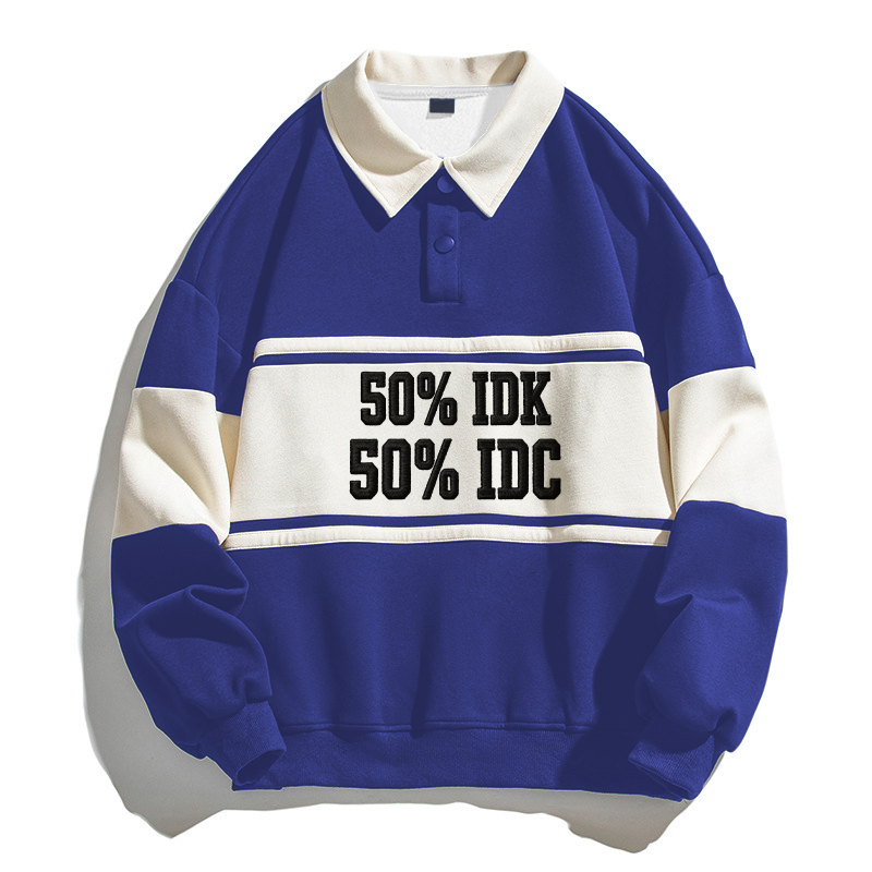 Tokyocanvas Half Half Polo Embroidered Sweatshirt