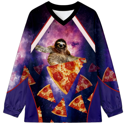 Tokyocanvas Sloth Pizza Long Sleeve Graphic Print T-Shirt